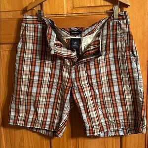 Croft & Barrow Brown and Orange Plaid Shorts